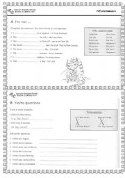 English Worksheet: am- is - are