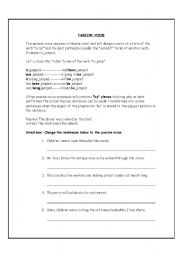 English Worksheet: Passive Voice (Changing from active voice to passive voice)
