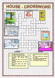 English Worksheet: HOUSE - CROSSWORD