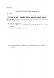 English Worksheet: Harry Potter and the half blood prince