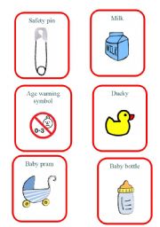 English Worksheet: set of 18 baby cards
