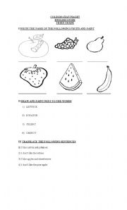 English worksheet: Fruits and Vegetables