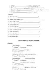 English Worksheet: present simple or continuous