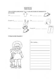 English Worksheet: English test clothes