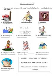 English Worksheet: adverbs ending in 