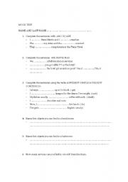 English worksheet: Test of grammar and vocabulary