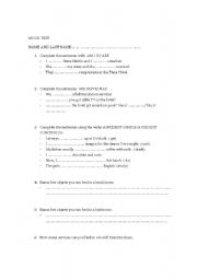 English Worksheet: Test of grammar and vocabulary