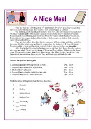 English Worksheet: A Nice Meal