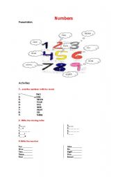 English worksheet: Numbers