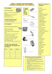 English Worksheet: Medical Vocabulary for tourists 1