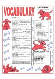 English Worksheet: RECYCLING VOCABULARY - TOPIC: ACTION WORDS. Elementary and up.