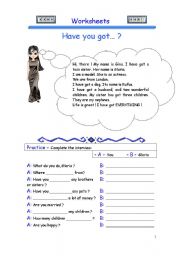 English Worksheet: Have you got... ? (worksheet 2)