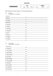 English Worksheet: Questions using auxiliaries