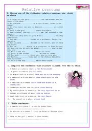 English Worksheet: RELATIVE PRONOUNS