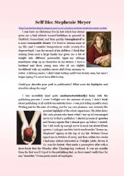 English Worksheet: Stephenie Meyer Bio Reading Activity