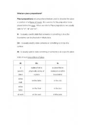 English worksheet: preposition of place