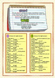 English Worksheet: Good, well