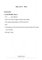 English worksheet: Work & Job