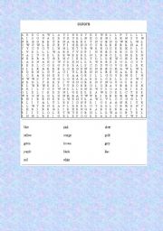 English worksheet: colors word search