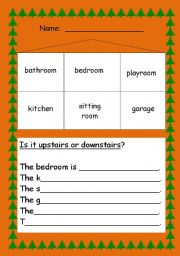 English Worksheet: upstairs and downstairs