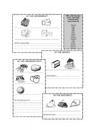 English worksheet: food and shops