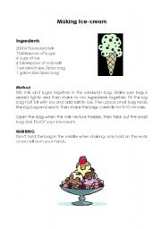 English Worksheet: Ice-cream in a bag.