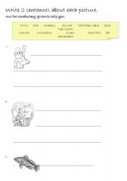 English worksheet: Writing Sentences part 1