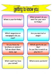 conversation cards (40 questions on getting to know you) 6th in the series