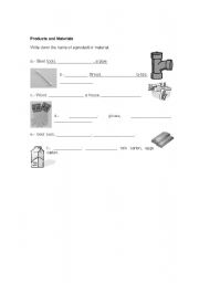 English Worksheet: Products and materials