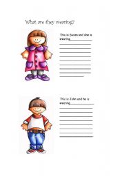 English Worksheet: what are they wearing?