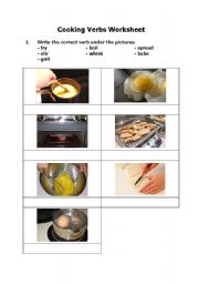 English Worksheet: Cooking Verbs Worksheet