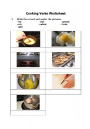 English worksheet: Cooking Verbs Worksheet