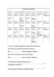 English Worksheet: Jakes Calendar