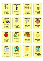 English Worksheet: Taboo cards1