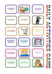 English Worksheet: Daily Activities Speaking Game