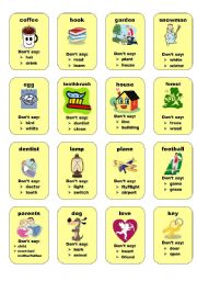 English Worksheet: Taboo cards 2