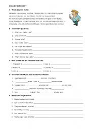 English Worksheet: Worksheet