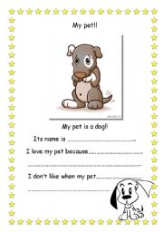 English Worksheet: My pet! (dog) 2 pages