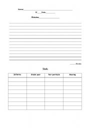 English worksheet: Dictation and Irregular verbs