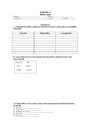 English Worksheet: elementary exam