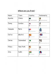 English worksheet: Talking about where you come from