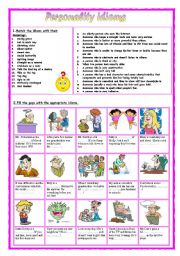 English Worksheet: Personality idioms 4