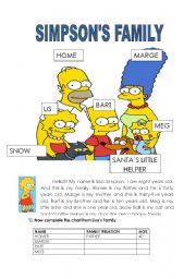 English Worksheet: Simpsons family
