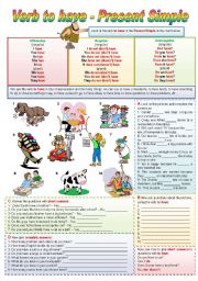 English Worksheet: Verb To Have - Present Simple (fully editable)