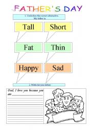 English Worksheet: Simple activity for Fathers Day. 