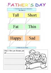 English worksheet: Simple activity for Fathers Day. 