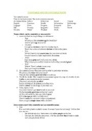 English Worksheet: Countable and uncountable nouns