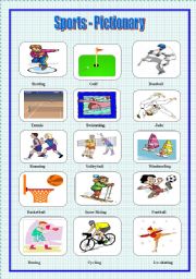 English Worksheet: Pictionary  - Sports 