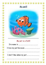 English Worksheet: My Pet! (fish) 2 pages