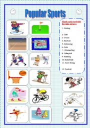 English Worksheet: Popular sports - Matching Exercise